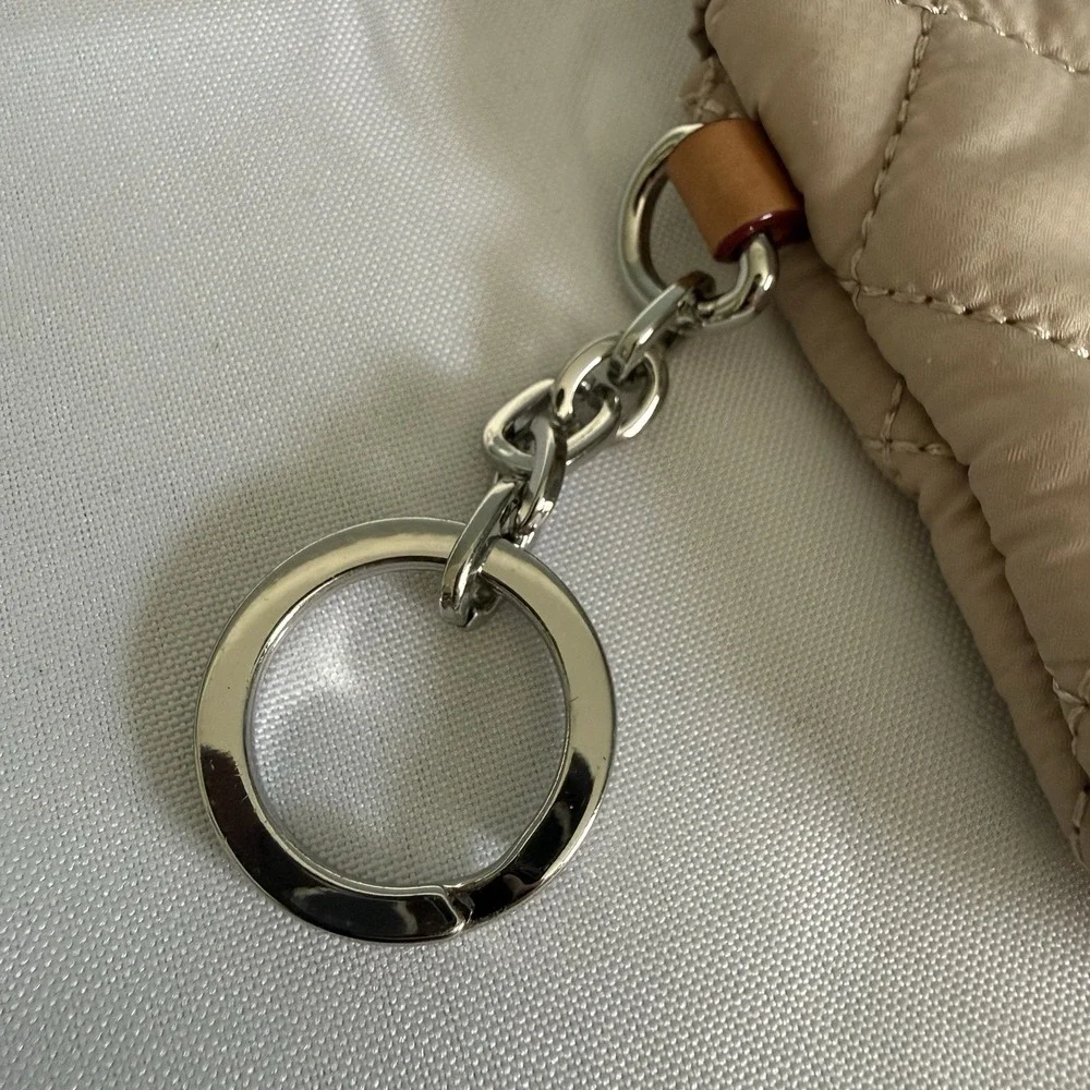 MZ WALLACE Metro Flat Key Pouch Wallet Keychain Bag Charm Morning Dove Beige - Picture 7 of 11